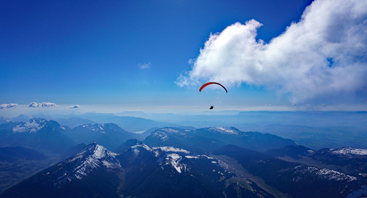 parapente vol libre nuages sommets