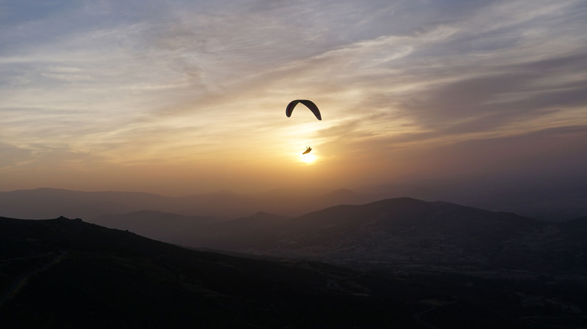 paraglider sunset