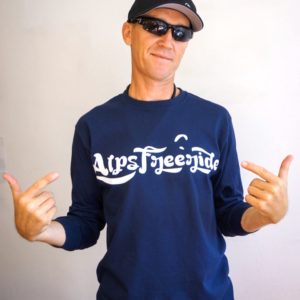 T-shirt à manches longues bleu (grand logo)
