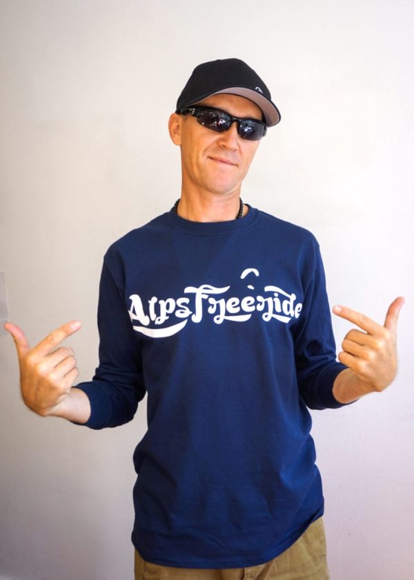 T-shirt à manches longues bleu (grand logo)