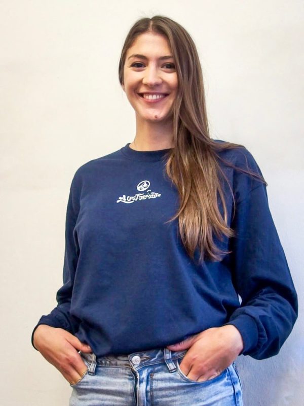 T-shirt à manches longues bleu (petit logo)